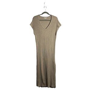 Z Supply Women's Tan Soft Knit Ribbed Short Sleeve Maxi Dress